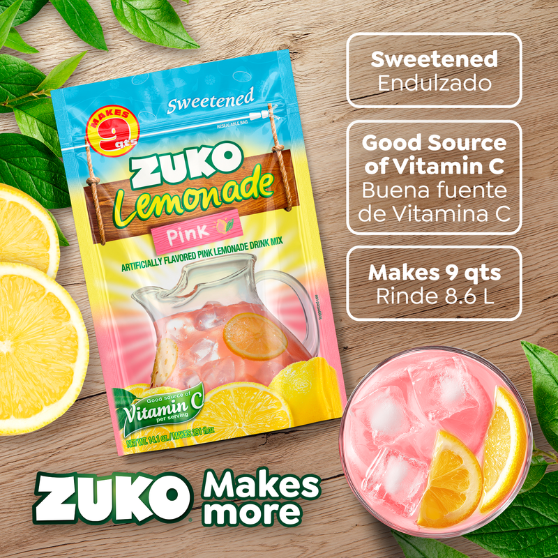 Zuko Drink Mix Pink Lemonade Family Pack, 14.1 oz