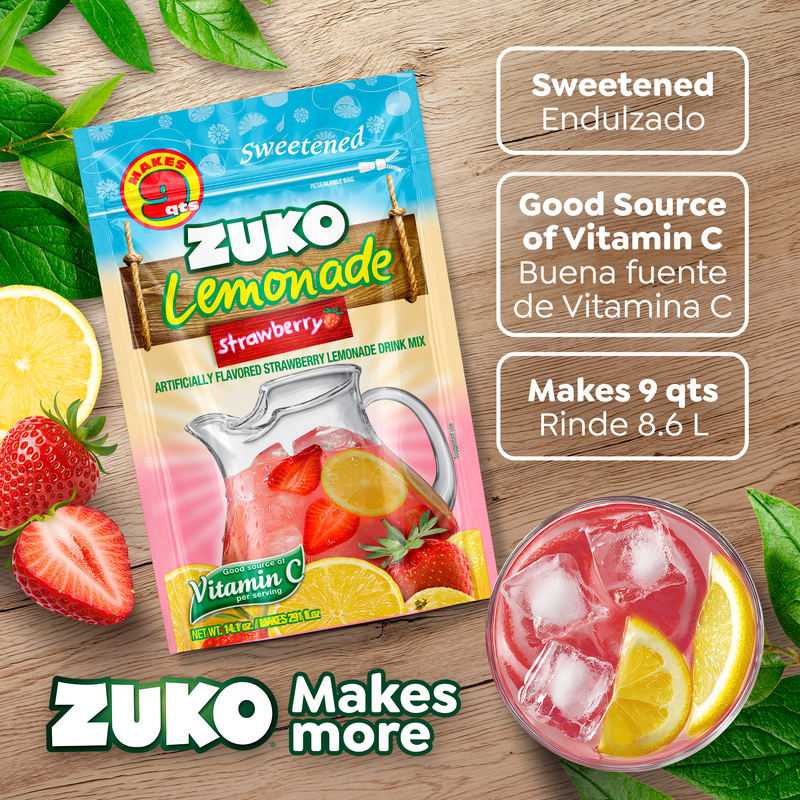 Zuko Drink Mix Strawberry Lemonade Family Pack, 14.1 oz