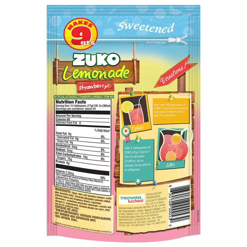 Zuko Drink Mix Strawberry Lemonade Family Pack, 14.1 oz