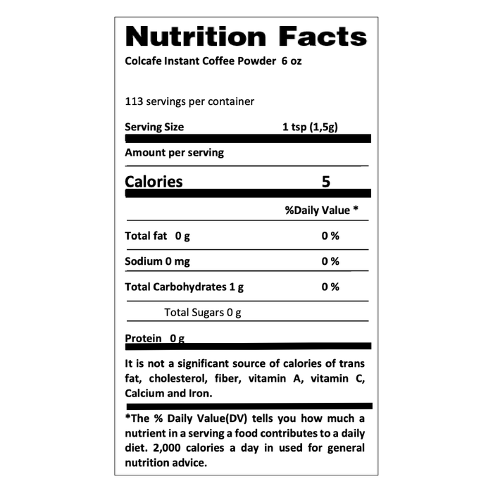 Colcafe Instant Coffee Powder Jar, 6 oz