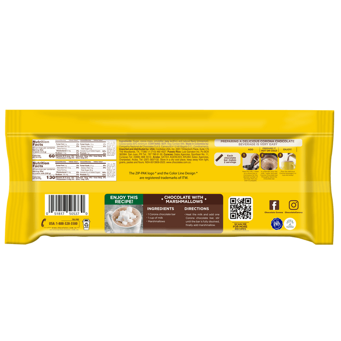 Corona Hot Chocolate Bar Resealable, 17.6 oz