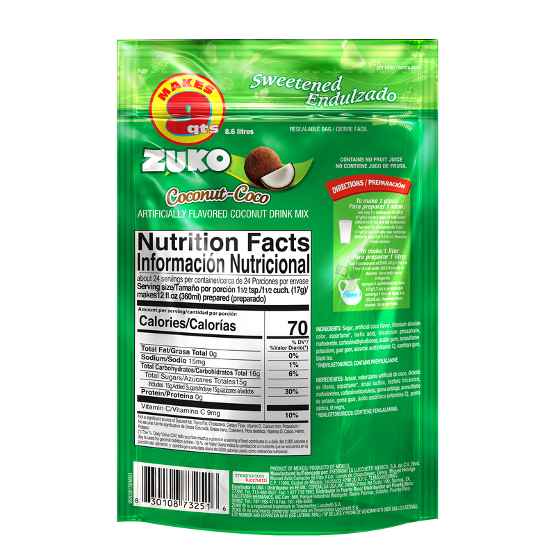 Zuko Drink Mix Coconut Family Pack, 14.1 oz