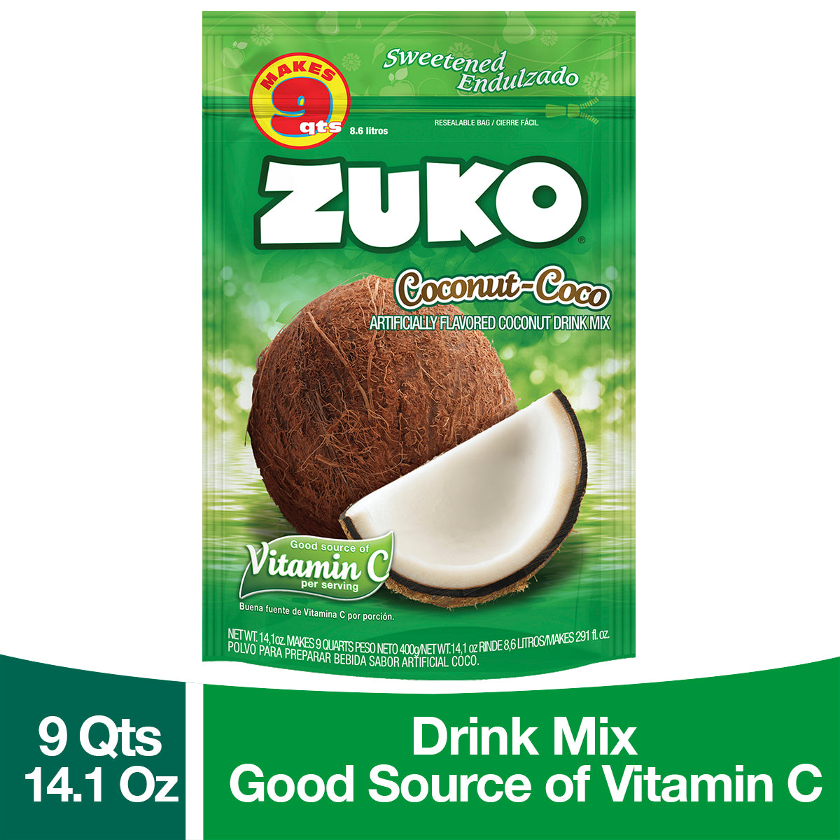 Zuko Drink Mix Coconut Family Pack, 14.1 oz — Cordialsa USA