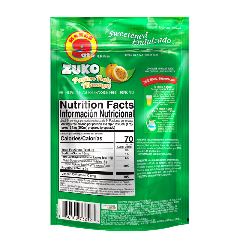 Zuko Drink Mix Passion Fruit Family Pack, 14.1 oz