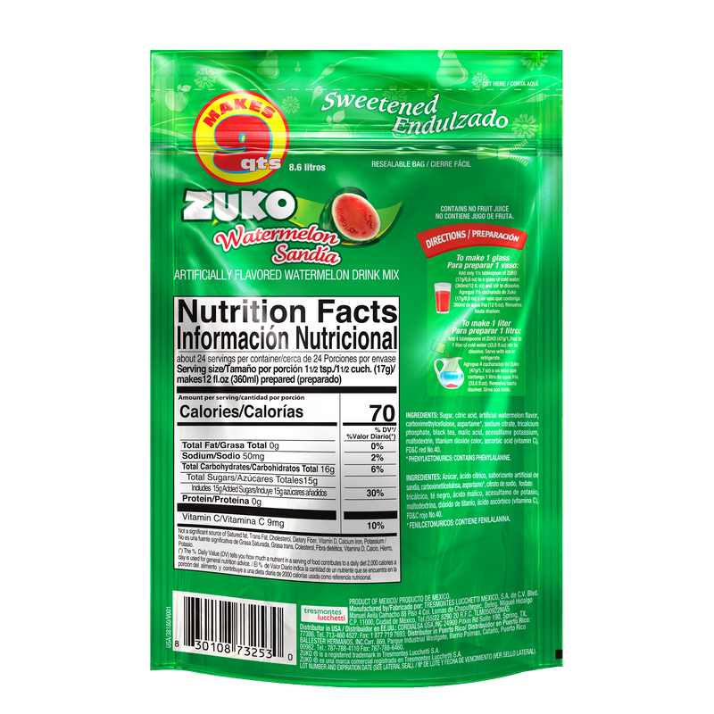 Zuko Drink Mix Watermelon Family Pack, 14.1 oz