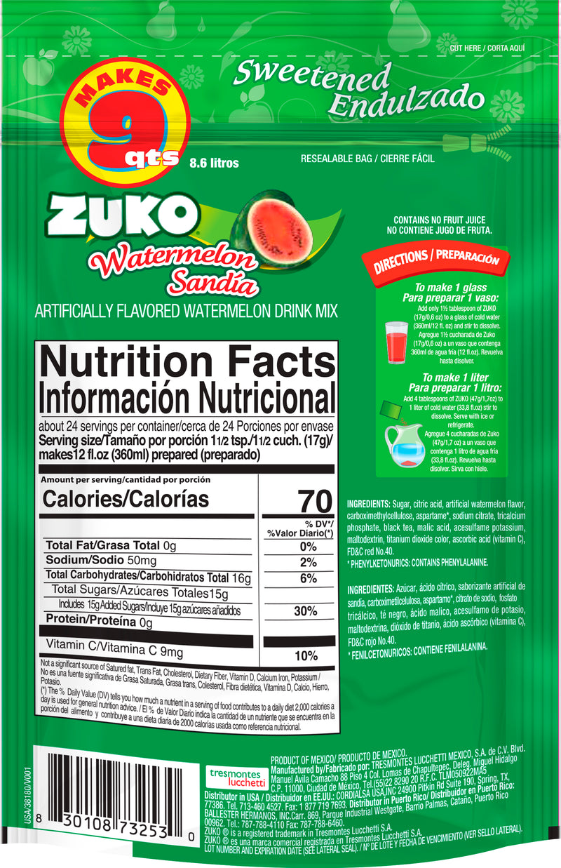 Zuko Drink Mix Watermelon Family Pack, 14.1 oz