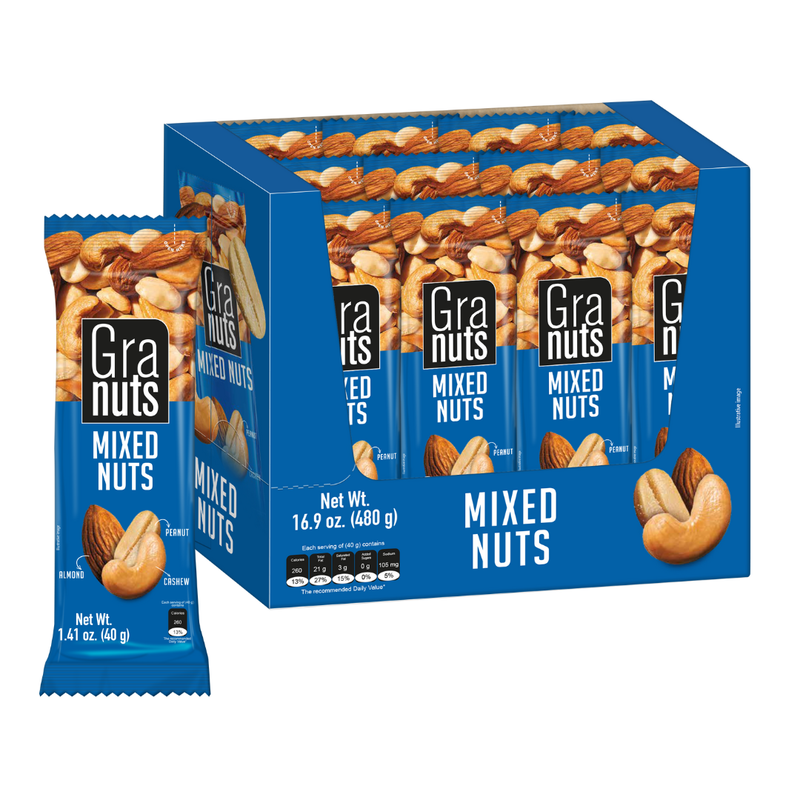 Granuts Mixed Nuts Display, 12 Snack Packs, 1.41 oz