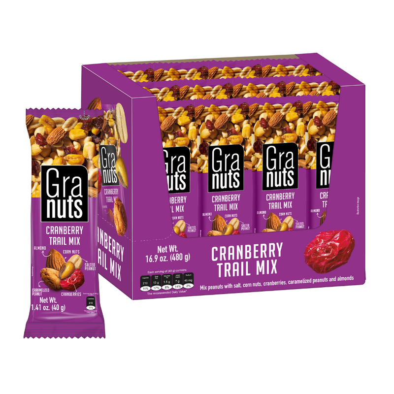 Granuts Cranberry Trail Mix Display, 12 Snack Packs, 1.41 oz