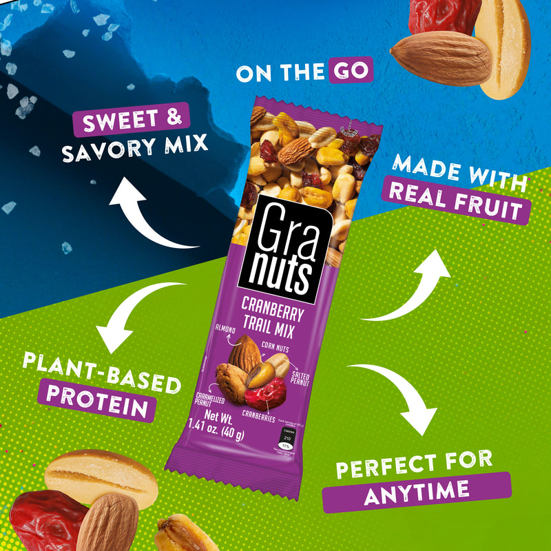 Granuts Cranberry Trail Mix Display, 12 Count, 1.41 oz