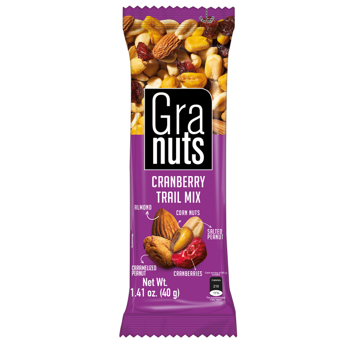 Granuts Cranberry Trail Mix Display, 12 Count, 1.76 oz