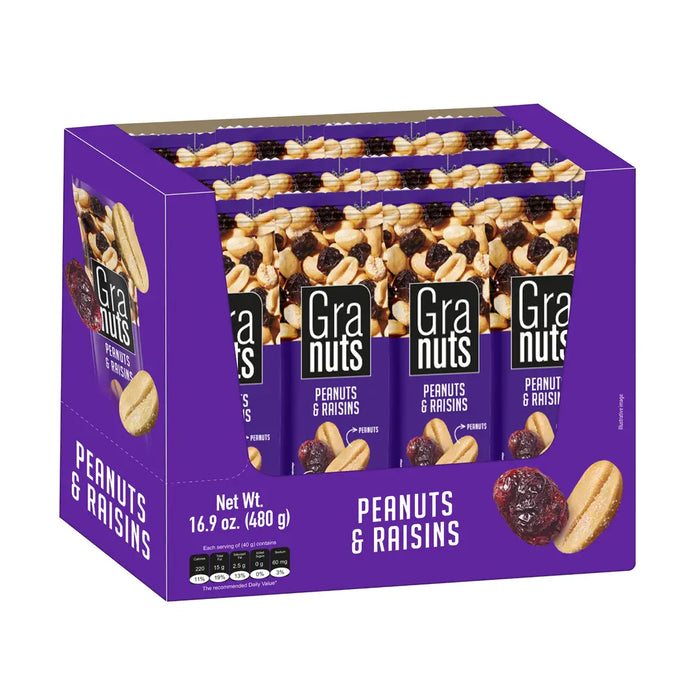 Granuts, Peanuts and Raisins, Display, 1.41 oz, 12 ct