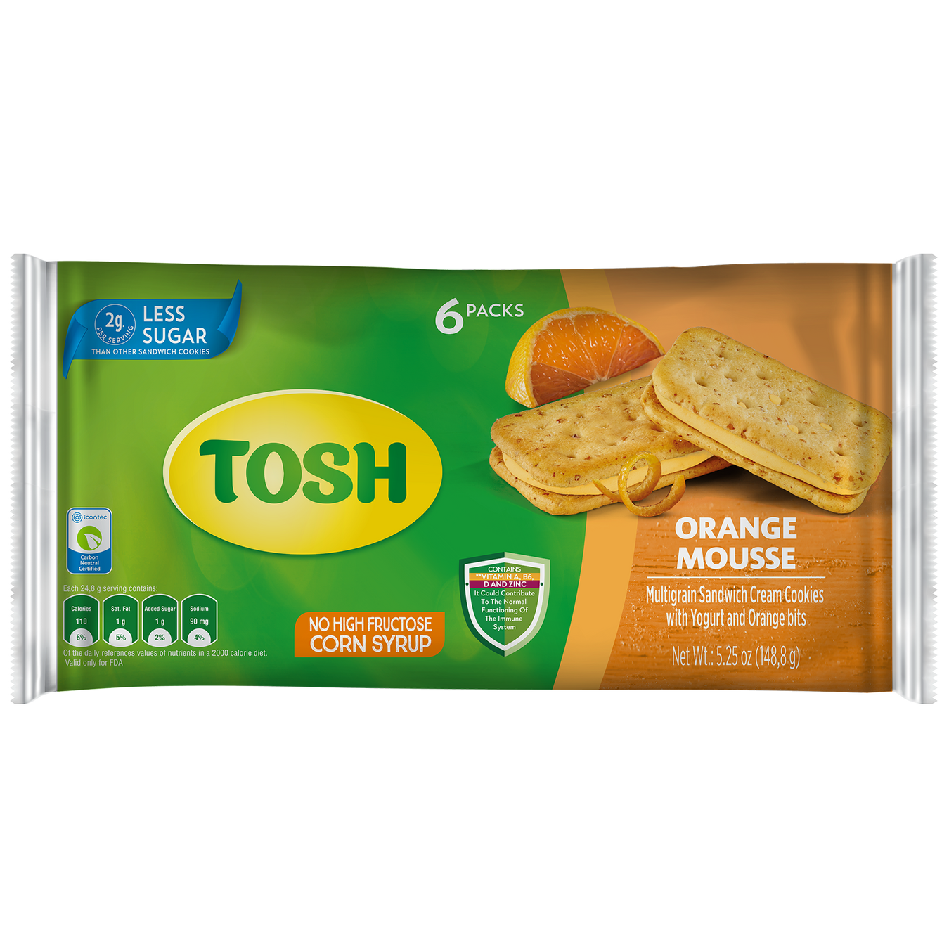 Tosh, Orange Mousse Cookies, 5.25 Oz