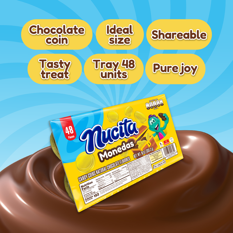 Bandeja de monedas de oro de chocolate Nucita 10 oz - 48 ct