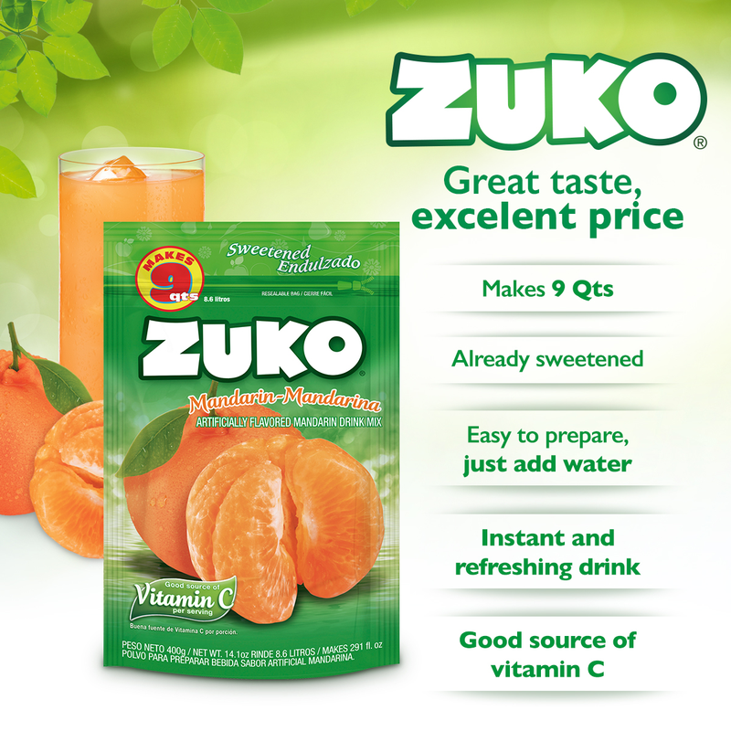 Zuko Drink Mix Mandarin Family Pack, 14.1 oz