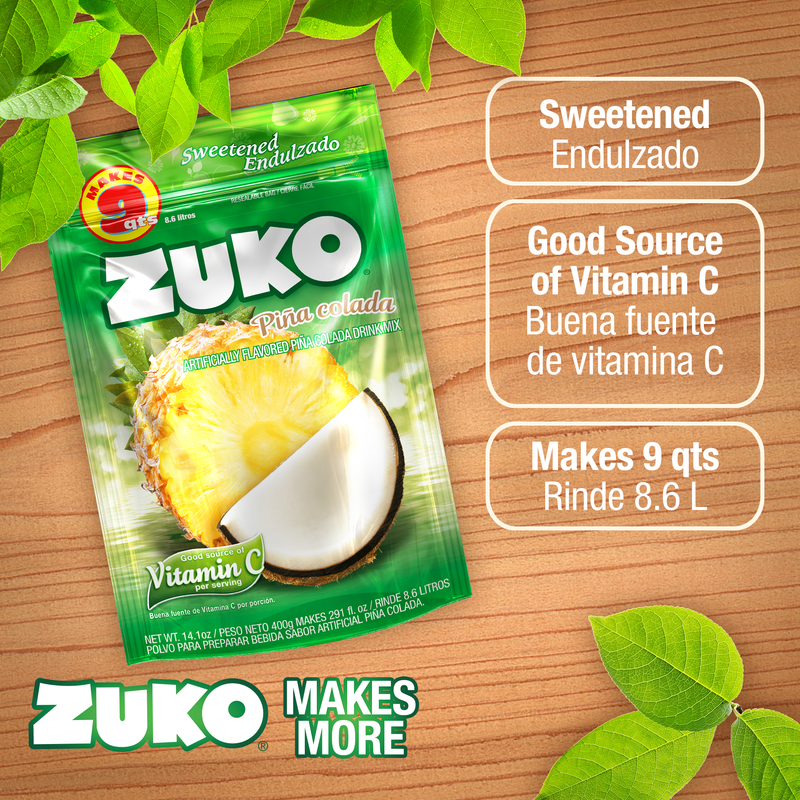 Zuko Drink Mix Piña Colada Family Pack, 14.1 oz