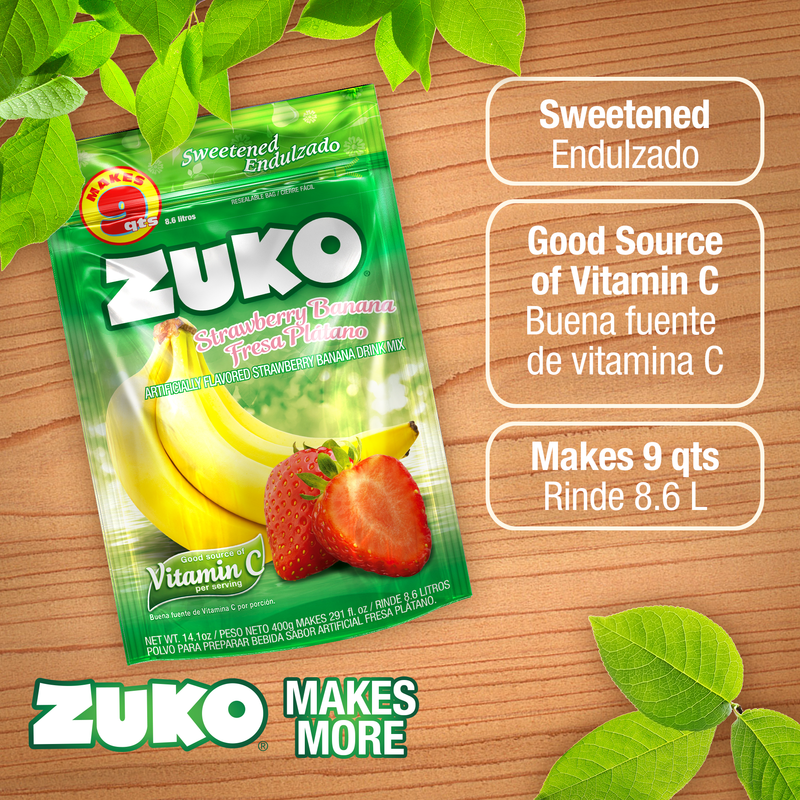 Zuko Drink Mix Strawberry Banana Family Pack, 14.1 oz