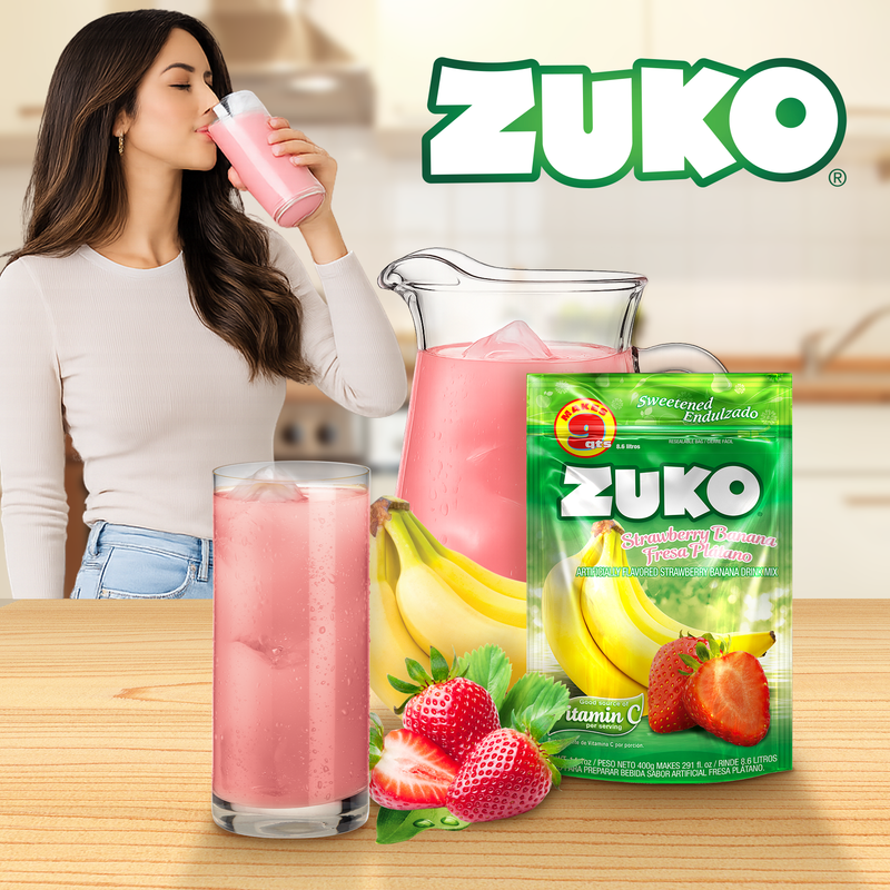 Zuko Drink Mix Strawberry Banana Family Pack, 14.1 oz