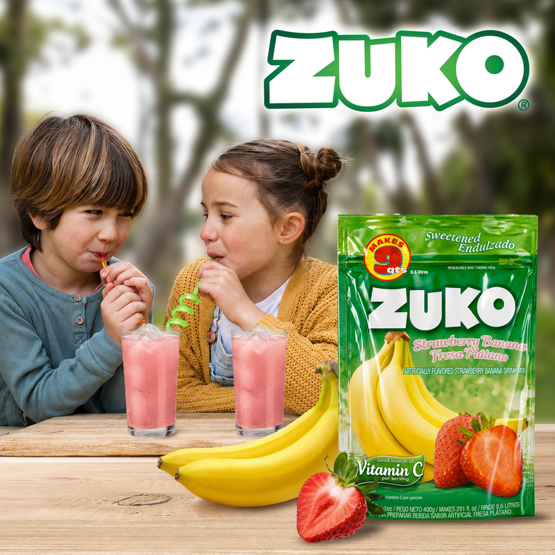 Zuko Drink Mix Strawberry Banana Family Pack, 14.1 oz
