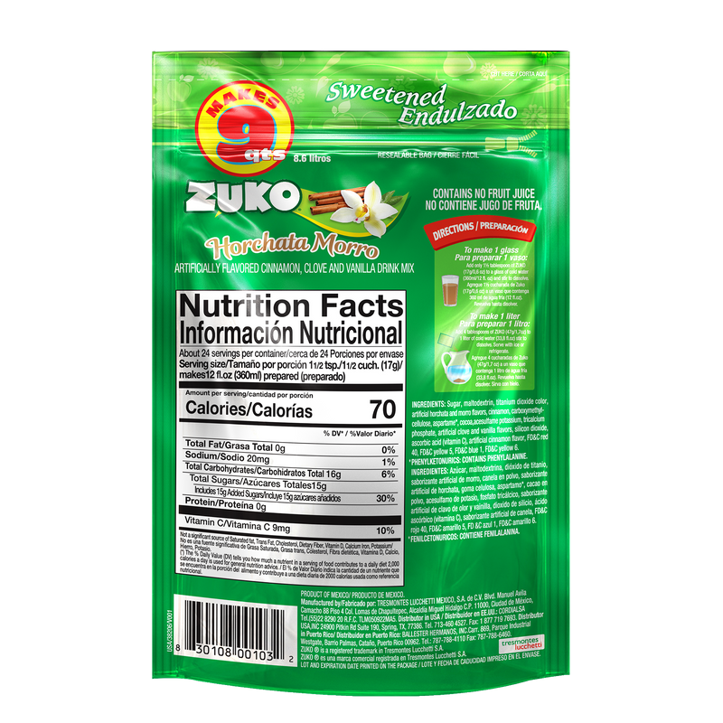 Zuko Drink Mix Horchata Morro Family Pack, 14.1 oz