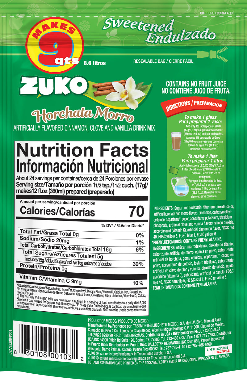 Zuko Drink Mix Horchata Morro Family Pack, 14.1 oz