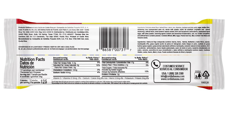 Pozuelo Galletas de Mantequilla 11 oz - 12 ct