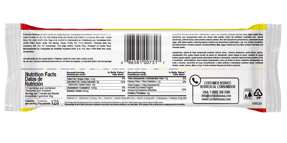 Pozuelo Butter Cookies, 12 Count, 11 oz