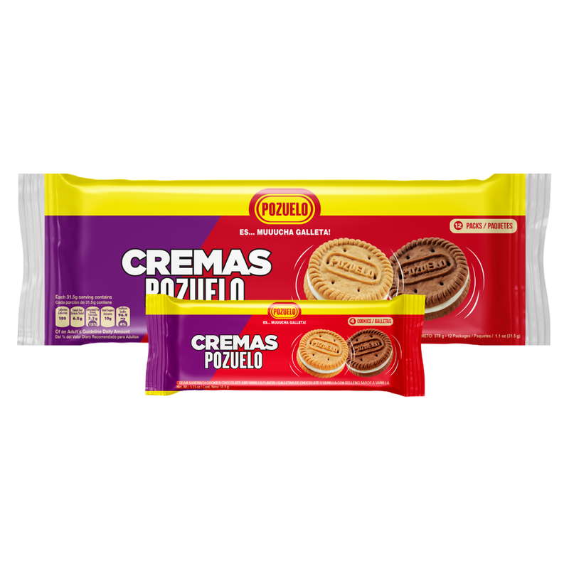 Cremas Pozuelo Mixta (Chocolate-Vainilla) Bolsa 12.70 Oz - 12 ct