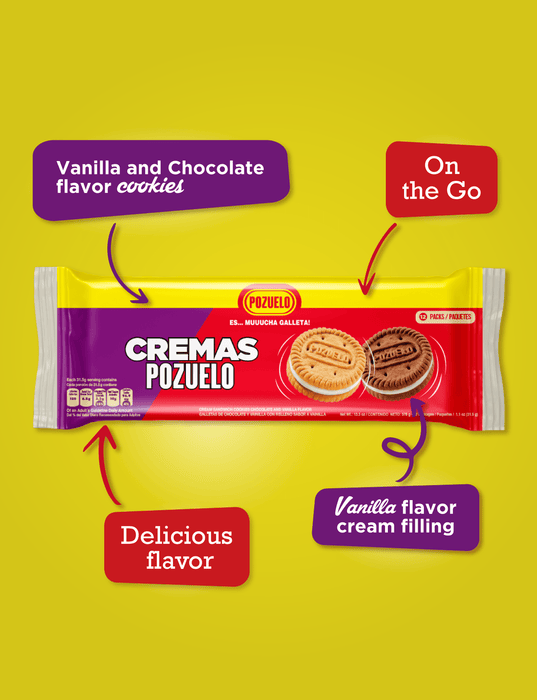 Cremas Pozuelo Mixed Chocolate-Vanilla Bag, 12 Count, 13.3 oz