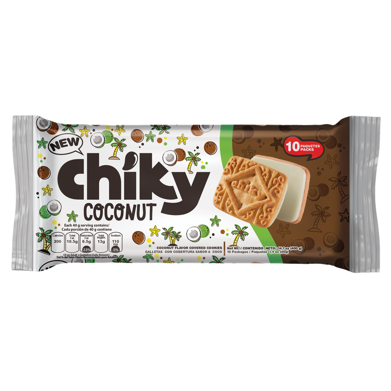 front picture 14.1 oz Chiky coconut flavor packaging
