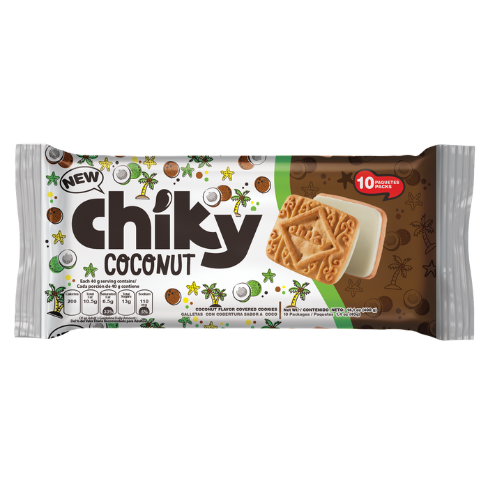 front picture 14.1 oz Chiky coconut flavor packaging