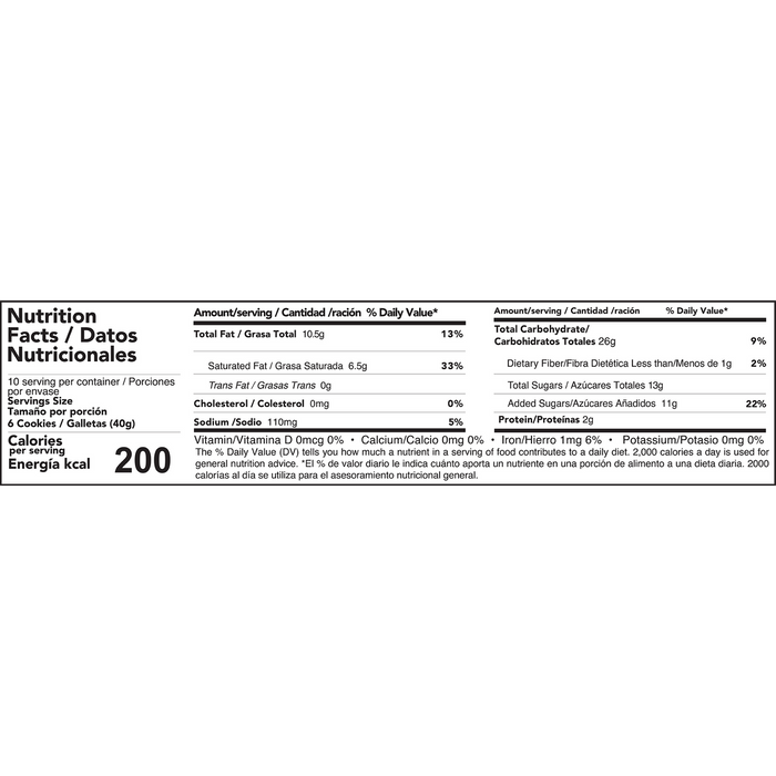 image nutritional information Chiky Coconut