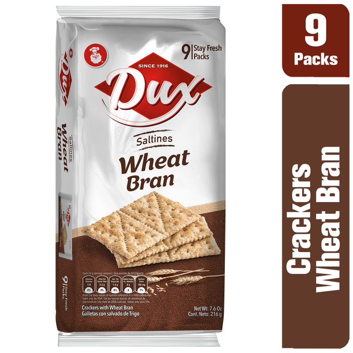 Dux Wheat Saltines and Oat Fiber, Crackers Bag, 7.6 Oz