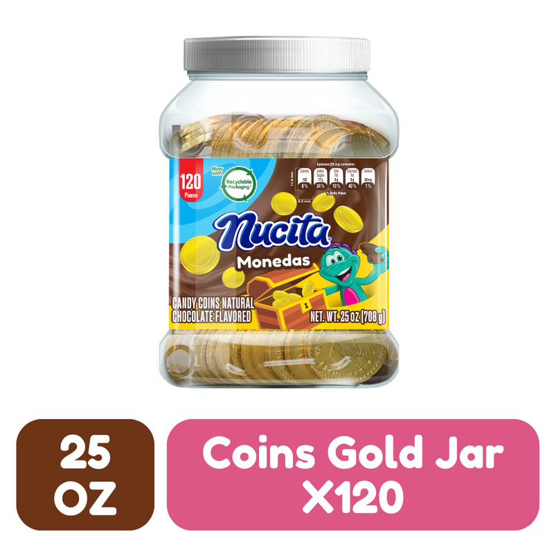Nucita Chocolate Gold Coins Jar, 120 Count, 25 oz