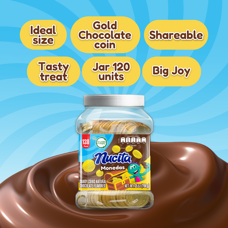 Nucita Chocolate Gold Coins Jar, 120 Count, 25 oz