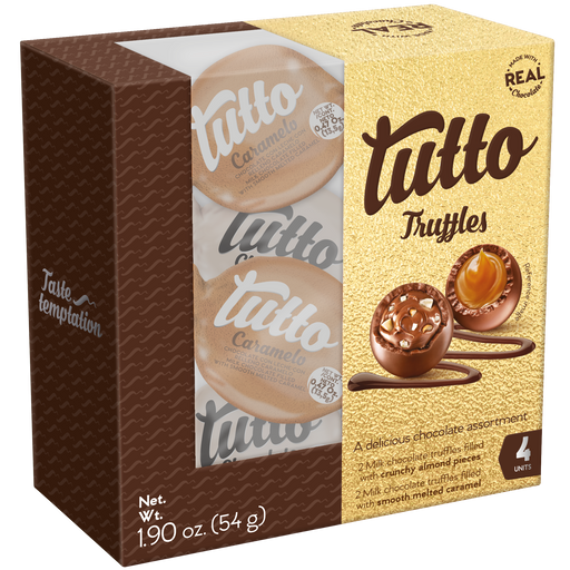 Tutto, Chocolate Truffles Selection, 4 Pieces per Box, 1.9 oz.Main.