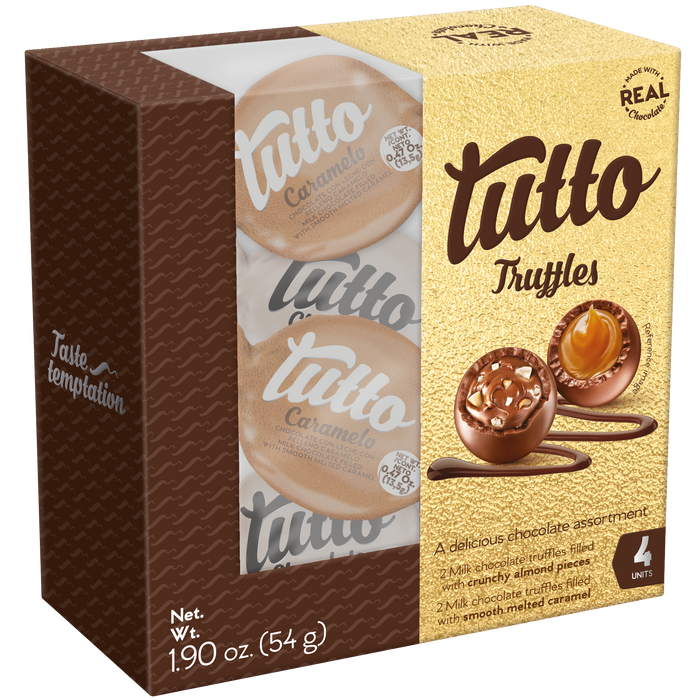 Tutto, Chocolate Truffles Selection, 4 Pieces per Box, 1.9 oz.Main.