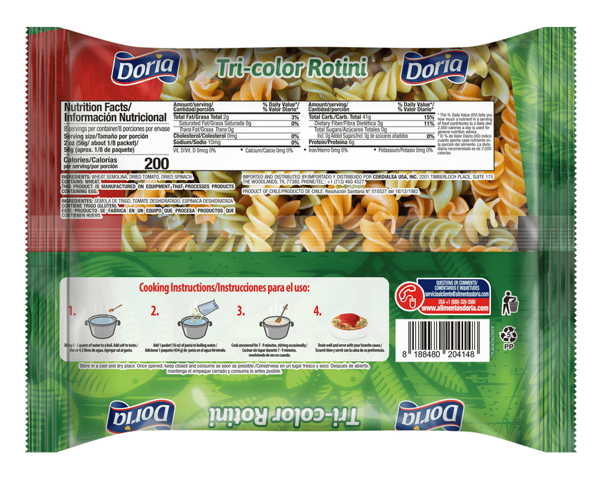 Doria Tri-Color Rotini, 16 oz