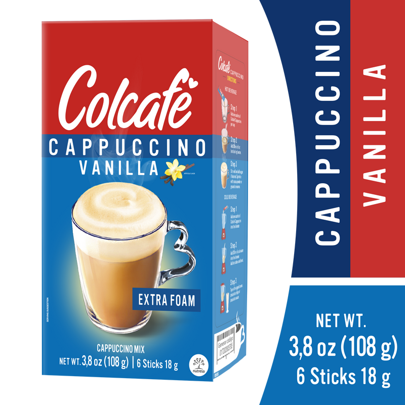 Colcafe Cappuccino Vanilla Box, 6 Count, 3.8 oz