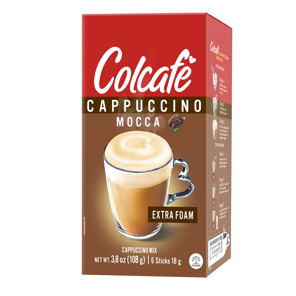 Colcafe Cappuccino Mocca Box, 6 Count, 3.8 oz — Cordialsa USA