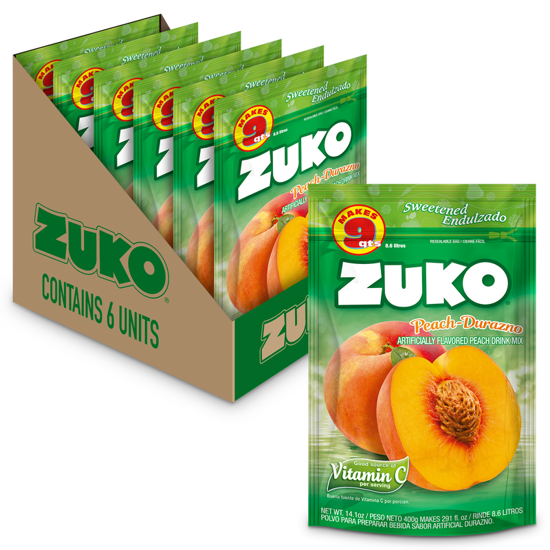 Zuko Drink Mix Peach Family Pack, 14.1 oz, Pack of 6