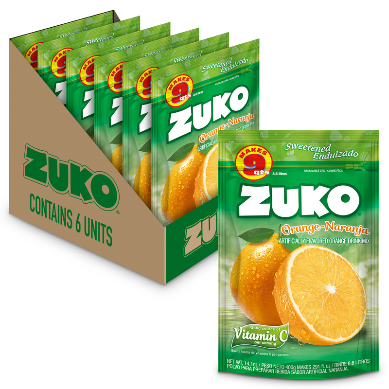 Zuko Drink Mix Orange Family Pack, 14.1 oz, Pack of 6