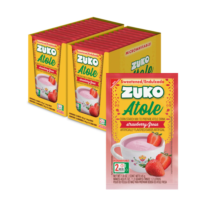 Zuko Atole Fresa Display 24 ct x 1.6 Oz