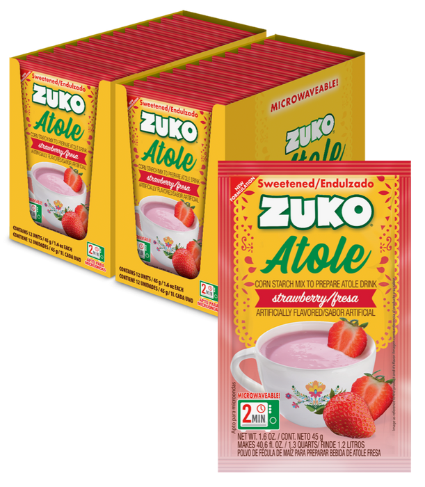 Zuko Atole Fresa Display 24 ct x 1.6 Oz