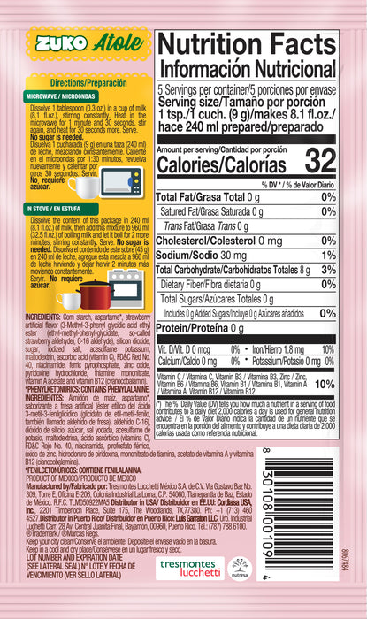 Zuko Atole Fresa Display 24 ct x 1.6 Oz