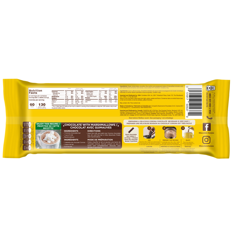 Corona Hot Chocolate Bars, 14.1 oz