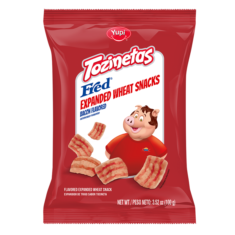 Yupi Tozinetas Fred, Bacon Flavored Wheat Snacks, 3.52 oz