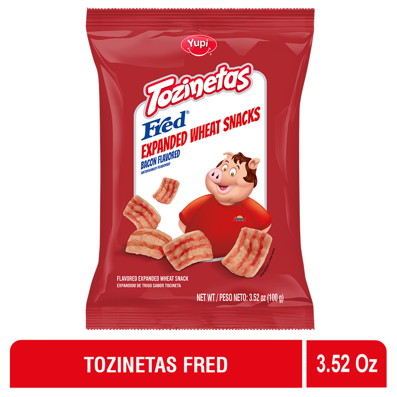 Yupi Tozinetas Fred, Bacon Flavored Wheat Snacks, 3.52 oz