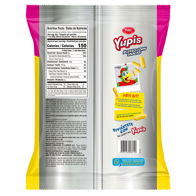 Yupi Puffed Corn Snacks, Maxipack, 3.88 oz