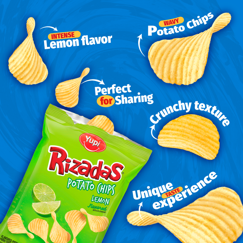 Yupi Rizadas Potato Chips, Lemon Flavored, 4.05 oz
