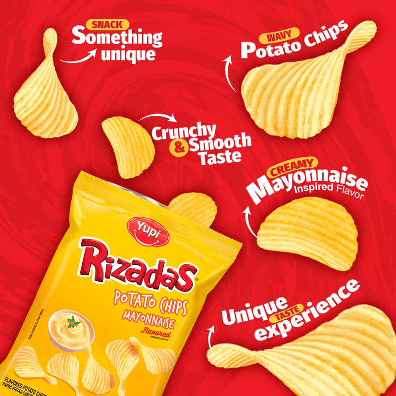 Yupi Rizadas Potato Chips, Mayonnaise Flavored, 4.05 oz